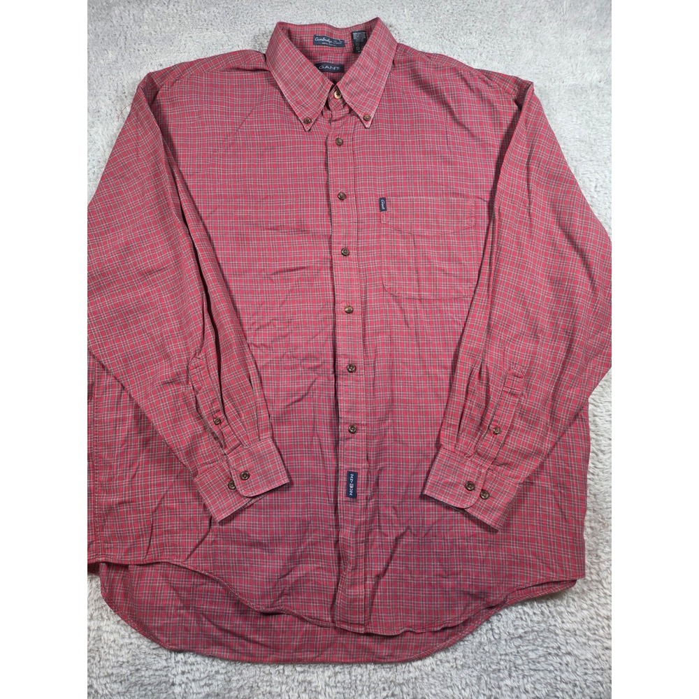 Gant Button Down Shirt XXL Red Plaid Mens Cambridge Twill Long Sleeve